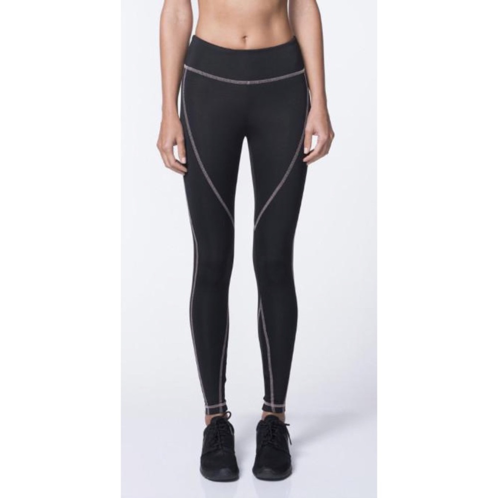 Koral Stitch Leggings in Black with Tan Thread XS